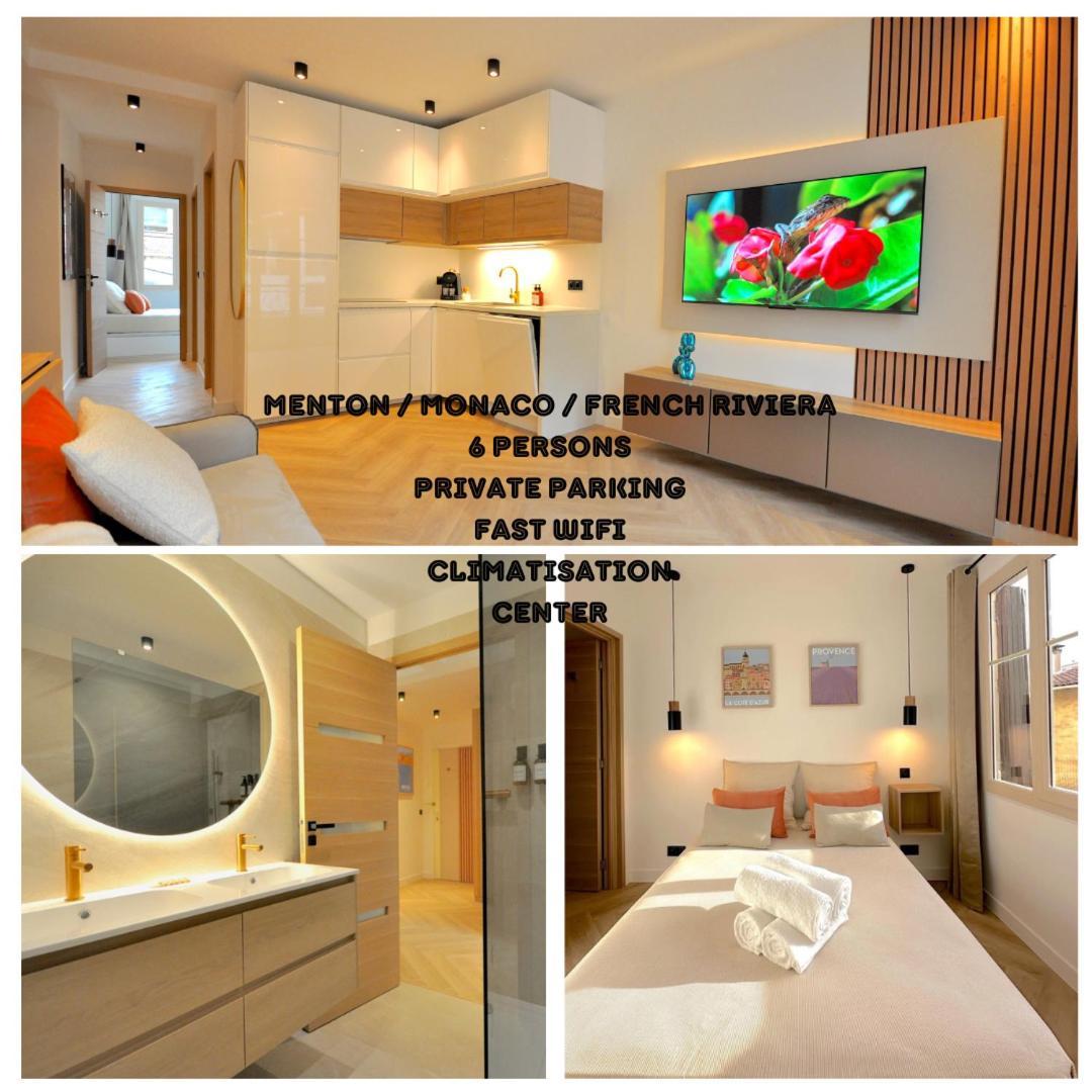 Monaco # Menton - 6 Persons - 2 Bedrooms - Full Renovated - Private Parking - Hypercenter - Clim - Beach And Sun Luaran gambar